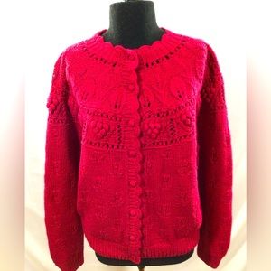 Vintage knitters by hand women’s button down cape isles knitted sweater size s